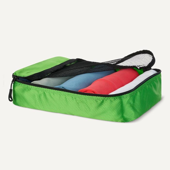 Органайзер для подорожей Amazon Essentials 8 шт. Набір кубиків для багажу з подвійним замком, 100% поліестер, різні розміри, 8 x різні розміри (4 x середні, зелений)