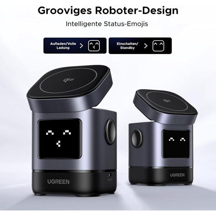 Зарядний станція UGREEN UNO 2-в-1 з сертифікацією Qi2, 15W, сумісна з MagSafe для iPhone 17/16/15/14/13, AirPods 2/3, регульований підставка для зарядки