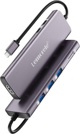Док-станція Lemorele Upgrade 2025: USB-C/A, 10Gbps, 3 монітори, 14 в 1, HDMI 4K, Ethernet, USB 3.2/2.0, VGA, Type-C 3.1, PD 100W, Audio, SD/TF, для Windows, MacBook (фіолетовий)