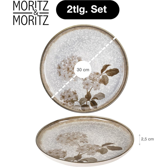 Набір посуду Moritz & Moritz BLOSSOM для 6 осіб (24 предмети) - Сучасний сервіз з ігровим дизайном, легкий у догляді, включає тарілки, миски та чашки. Сервіз з великими тарілками (2 шт.)