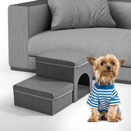 Сходинка для собак Sunowl 2 сходинки, складана, широка, з місцем для зберігання, для маленьких собак та котів, м'яка, неслизька поверхня