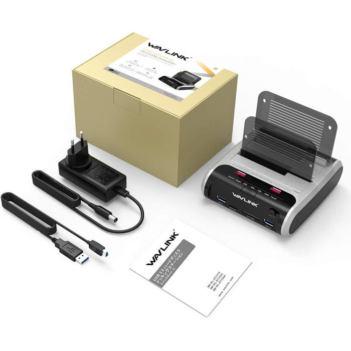 Док-станція для жорстких дисків WAVLINK ST336A: USB, SATA, TF/SD, зарядка, Offline Clone