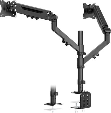 Тримач для монітора на 2 монітори, 17-40 дюймів, до 12 кг, вертикальне/паралельне кріплення, кріплення на клямці та гвинті, VESA 75/100 мм