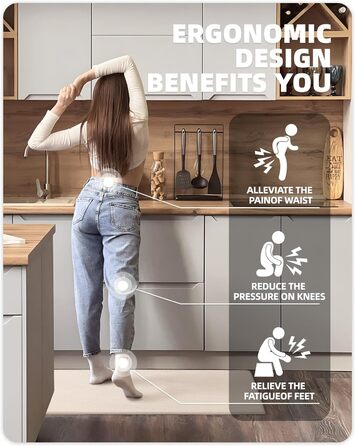 Color G Kitchen Runners 2 Pack, Washable Non-Slip Kitchen Rug, Oil-Proof and Waterproof Carpet for Kitchen, Rubber Backed Kitchen Mat for Dining Room, Kitchen, Runner Hallway (44x75CM + 44x150CM, Beige) Beige 44x75cm+44x150cm