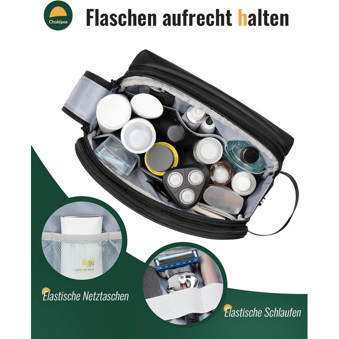 Чоловіча дорожня косметичка Kulturbeutel, водонепроникна косметичка для подорожей, чорна, M