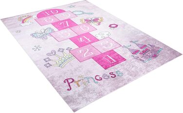 Дитячий килим TAPISO Emma, рожевий, 140x200 см, з антиковзким покриттям, принт, ÖKO-TEX, машинне прання 30°C