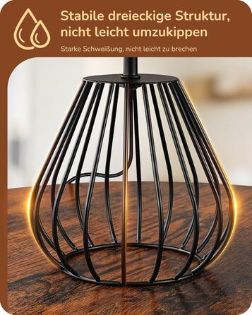 EDISHINE Настільна лампа, сучасний індустріальний дизайн, цоколь E14, вінтажний стиль, для спальні, вітальні, бежево-чорний колір (ротанг + чорний)