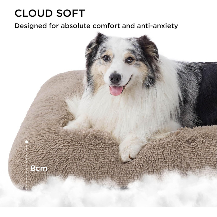 BEDSURE М'яке ліжко для собак великих порід - 104x69x8 см, зручне та миється, з антиковзною основою (119x74x8 см, Колір: верблюжий)