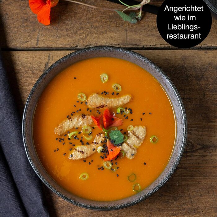 Набір супових тарілок Moritz & Moritz VIDA (6 шт) Anthracite - порцеляна, для посудомийної машини та мікрохвильової печі