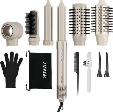 7MAGIC Airstyler 6-в-1: стайлер, плойка, фен, іонізація, для волосся, професійний, для особливих випадків, золото