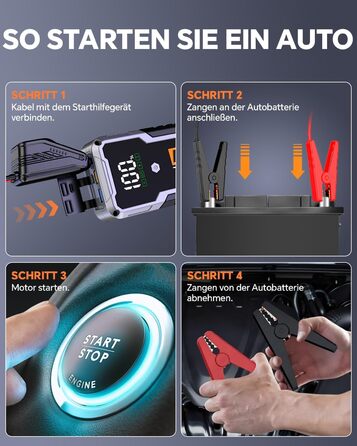 CARHEV 7000A Пусковий пристрій (Powerbank) для автомобіля 12V, для бензину/дизеля, з QC 3.0 USB, LED