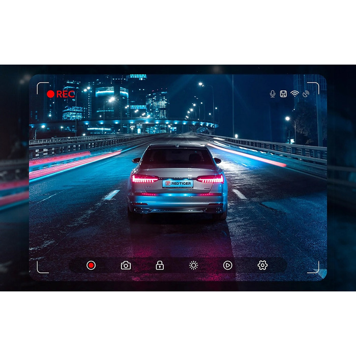 Автомобільний відеореєстратор Redtiger F7N 4K з GPS та передньою і задньою камерами