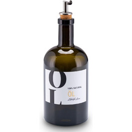 Lifestyle Lover Olive Oil Bottle - Antique Green Glass Apothecary Bottle with Stainless Steel Pourer for Oil & Vinegar (OIL 500ml)