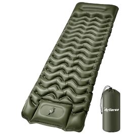 Надувний матрац Isomatte 12 см з насосом та подушкою, армійсько-зелений, для кемпінгу, туризму, пляжу