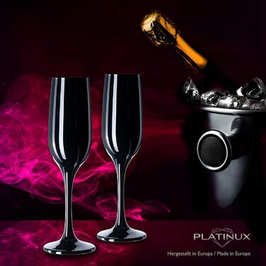 Набір келихів для шампанського PLATINUX, 6 штук, 210 мл, чорний колір