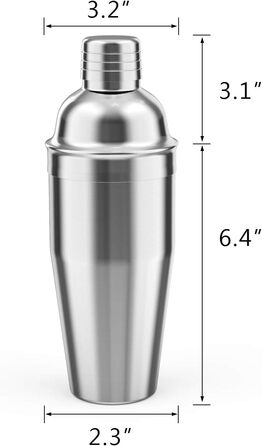 Cocktail Shaker, 750 ml Martini Shaker, Food-Grade Stainless Steel, Martini Mixer, Integrated Strainer, Luckygoobo Drink Shaker, Bartender Set, Gifts.