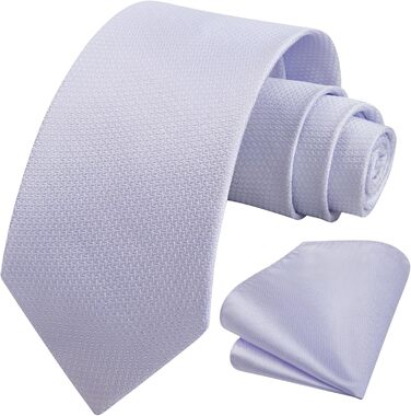 Краватка Hisdern для чоловіків: однотонна краватка з нагрудним хустиною. Класичний комплект для весілля, ділових зустрічей та свят. (Ліловий)