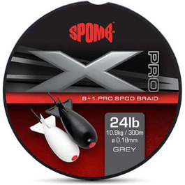 Шнур FOX Spomb X Pro DBL004, 8+1 жил, 300 м, 0,18 мм, 10,9 кг, сірий