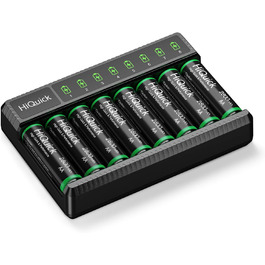 Зарядний пристрій HiQuick для акумуляторів AA AAA, 8 слотів з LED-дисплеєм, для NI-MH/NI-CD акумуляторів (без акумуляторів)