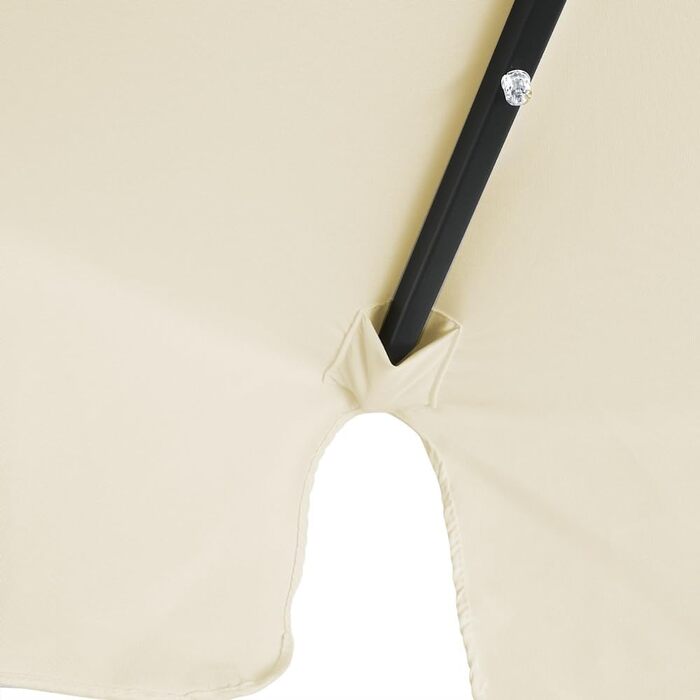 Kingsleeve® Parasol LED Lighting UV Protection 80+ Solar Protective Cover 330cm Large Crank Volant Balcony Terrace Garden Parasol Market Umbrella Cream