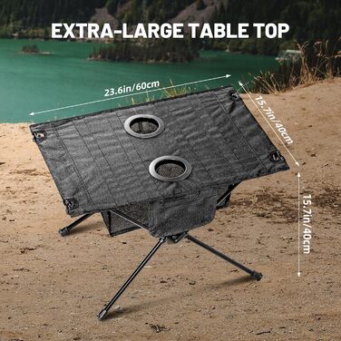 Складаний туристичний столик Zune Lotoo для кемпінгу, пікніків та риболовлі (60x40x40 см)