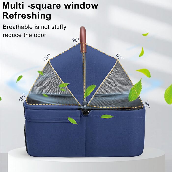 Дитяча та собача коляска 2-в-1, складна, з 4 колесами, для цуценят та кошенят, з тримачем для напоїв, водонепроникною оббивкою та сонцезахистом (Блакитна)