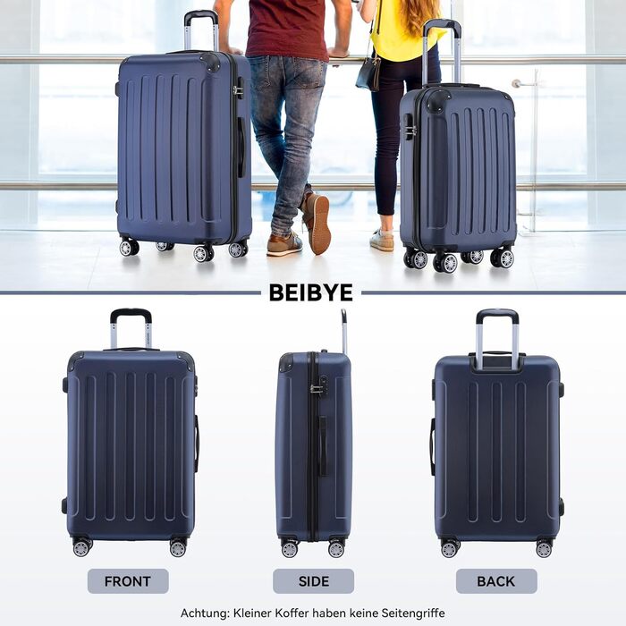 Набір валіз Beibye 2045 з трьох валіз-роликів, 3 шт. - набір валіз з твердим корпусом, 20 кольорів (Темно-зелений, Темно-синій)