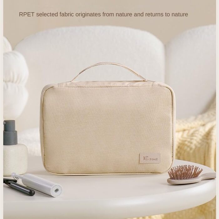 Чоловіча та жіноча сумка-органайзер для косметики та туалетних аксесуарів - велика сумка для душу, бежева