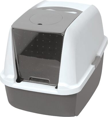 Лоток для котів Catit з кришкою, 46 x 41,5 x 54,5 см, білий/сірий