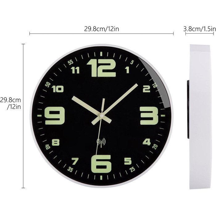 ACCSHINE Radiant Wall Clock Radio Clock Wall Clock No Ticking Sound Silent 30cm Quartz Modern Large Battery Wall Clock Easy to Read for Rooms Home Kitchen Bedroom Office School (Radiant Wall Clock)