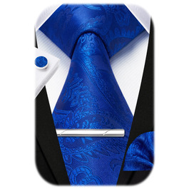 Чоловічий краватка та хустинка Enlision: Комплект з затискачем для краватки та запонками, королівський синій колір