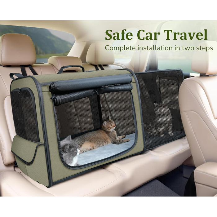 Транспортна переноска для собак Pecute: стабільна, складана, дихаюча, з ролетним вікном, 61 x 52 x 45 см (темно-зелений)