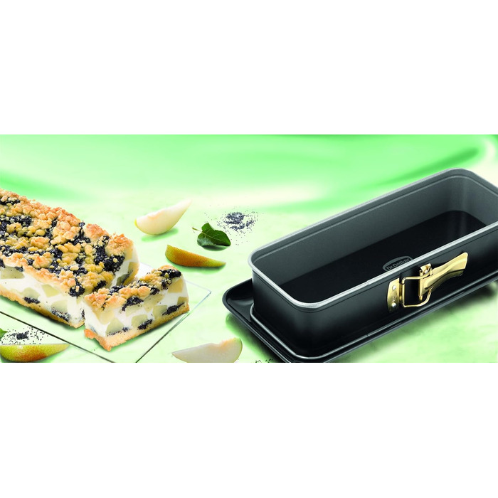 Dr. Oetker Rectangular Springform with Serving Base 30 x 12 cm Baking Idea – Square Baking Pan with cut- & scratch-resistant flat bottom & Enamel Coating – Cake Baking Pan with Non-Stick Coating