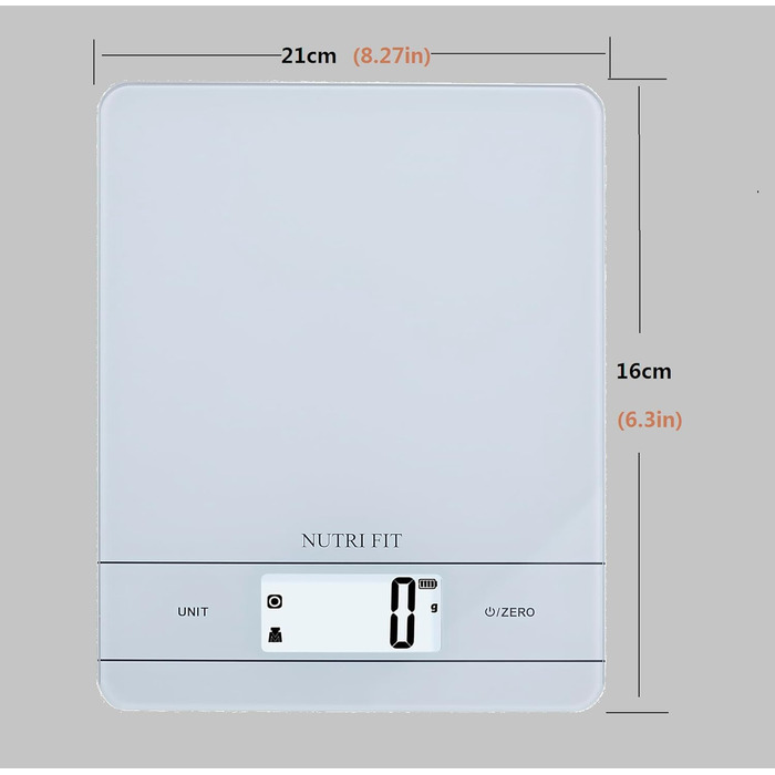 Електронна кухонна вага NUTRI FIT з підзарядкою, USB-C, LCD-дисплеєм, 5 кг, для випічки та приготування їжі, чорна (EK9380HR-weiss)