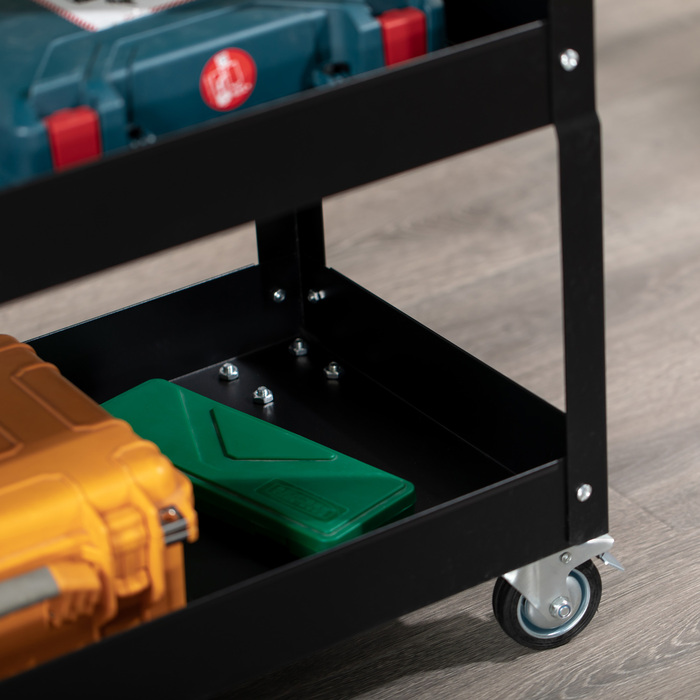 DURHAND 3-Tier Tool Cart with 4 Wheels, Steel, 33