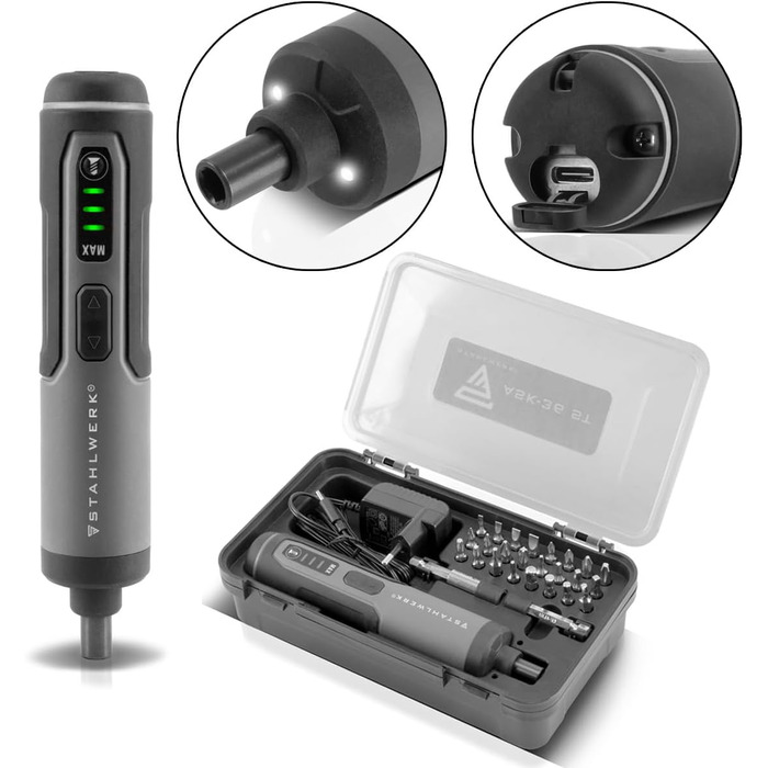 Електричний шуруповерт STAHLWERK з акумулятором 1300 mAh, USB-C, 3.6V, LED, ергономічна ручка