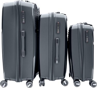 Чемодан Ribelli Handgepäck, 70L, з жорстким корпусом, на 4 колесах, з TSA-замком, телескопічний ручка, L-XL-XXL комплект (03201-чорний, L (50л))