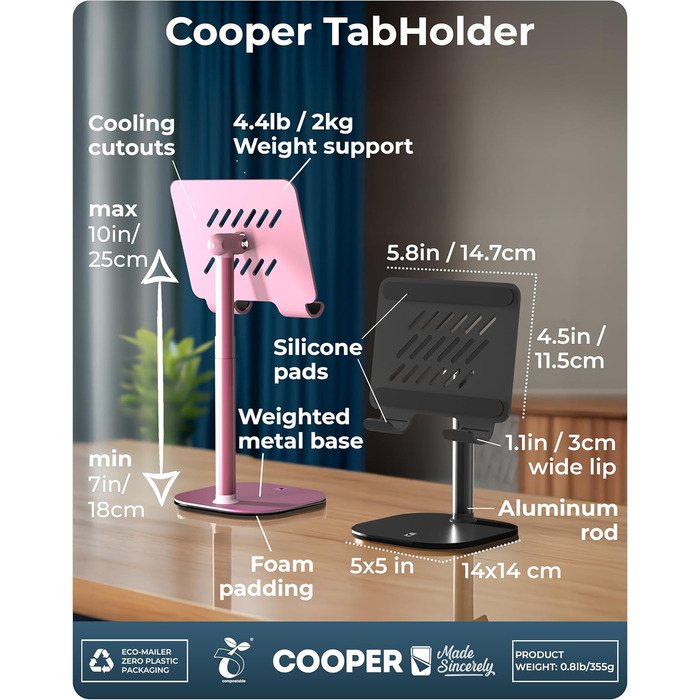 Тримач-підставка для планшета COOPER, чорний (Lavendelrosa)