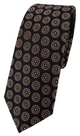 Краватка чоловіча TigerTie вузька шовкова в крапку (темно-коричневий, срібний)