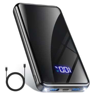 Повербанк 20000mAh з швидкою зарядкою 22.5W, USB-C, LED-дисплеєм та ліхтариком, чорний — для iPhone 17/16/15/14, Samsung Galaxy S25 та інших смартфонів