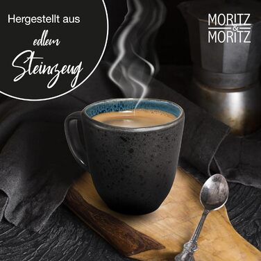 Набір келихів для кави Moritz & Moritz ORGANIC, 6 шт. - блакитні келихи з каменю з унікальним градієнтом, придатні для миття в посудомийній машині