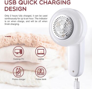 Електричний видалення ворсу для одягу, постільної білизни та меблів. Змінні леза. Білий колір