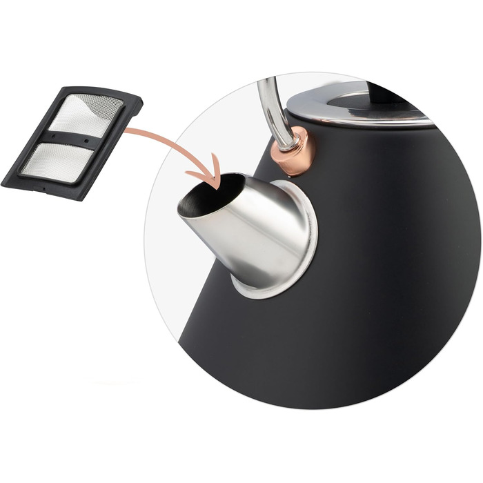 Елегантний чайник Berdsen BD-701 з термометром, 1.7L, чорний