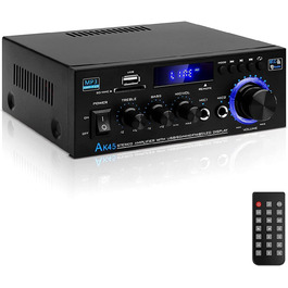 HiFi підсилювач AK45 Mini Bluetooth стерео, 2-канальний, 400 Вт, цифровий аудіо підсилювач з FM-радіо, SD/USB, для дому та авто