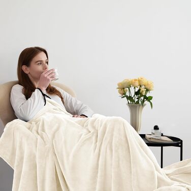 WAVVE Плед м'який, теплий, флісовий 150x200 см - 2 шт. (кремовий)