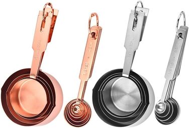 Measuring spoon, square handle, measuring cup, measuring spoon, kitchen for cooking (silver)