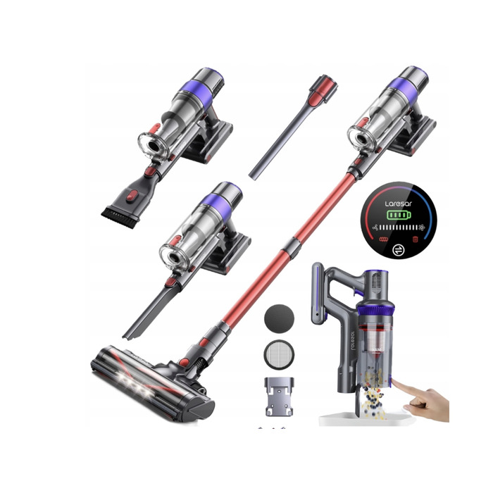 Вертикальний пилосос Laresar V8 (Elite 8), червоний