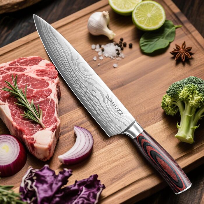 Професійний ніж для м'яса Kochmesser 20 см з нержавіючої сталі 5Cr15MoV, кухонний ніж з ергономічною ручкою, універсальний ніж для нарізки