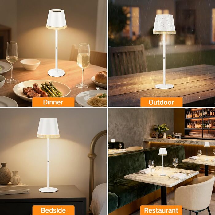 Світлодіодний настільний світильник OUTON з акумулятором, USB-C, 4000mAh, 3 режими освітлення, димування, сенсорне керування, зелений (2 шт)