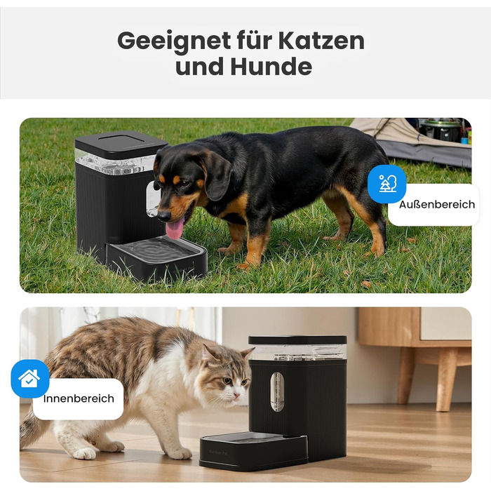 Автоматичний диспенсер води для собак та котів Gardner Pet 6.5L, годівниця, не потребує електрики, з нержавіючою чашею, BPA-free, чорний